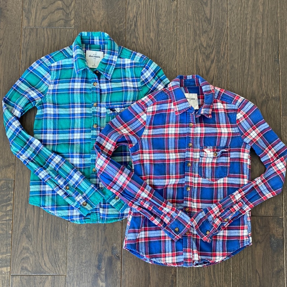 Abercrombie and Fitch Girls Button Down Flannel Shirts (small) EUC